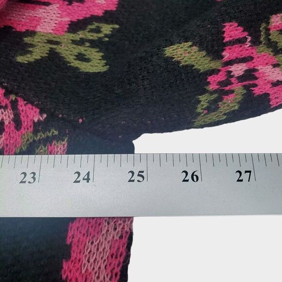 Cato Knit Sweater Womens Plus 22/24W Square Neck Black Pink Floral Long Sleeve - Picture 7 of 9